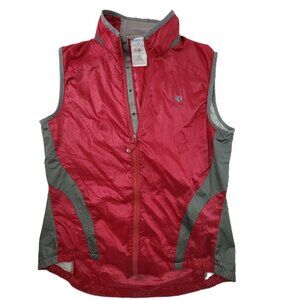 Pearl Izumi Cycling Jacket Vest Womens L Red Gray Sleeveless Full Zip Fair Trade